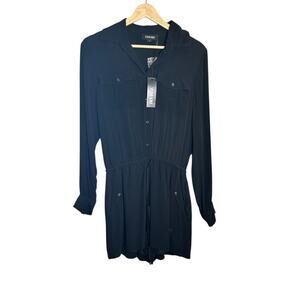 Yumi Kim Long Sleeve Roll Tab Utility Romper Pockets XS NWT